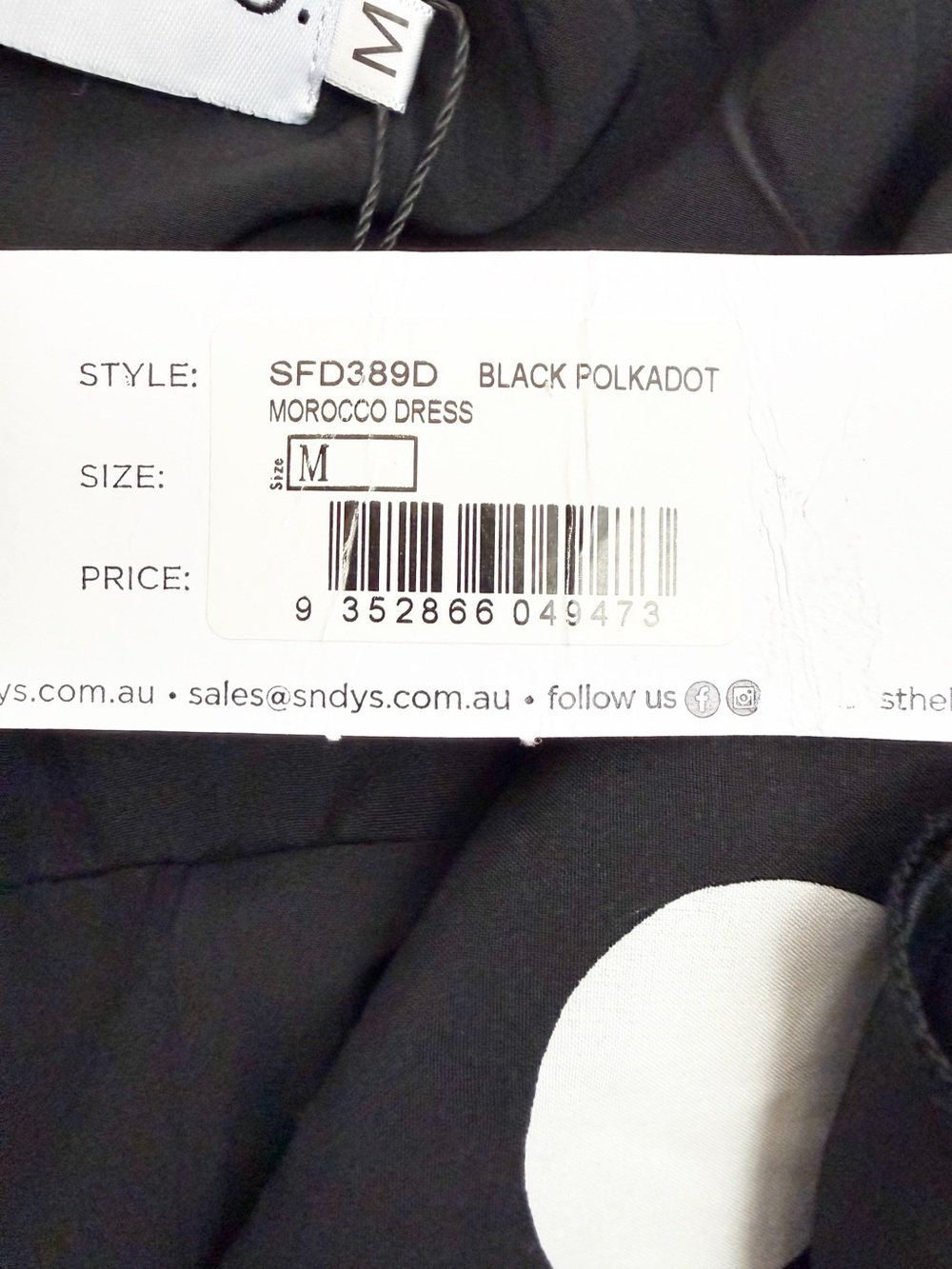 SNDYS. Morocco Mini Dress Black White Polka Dot Front Tie Cutout - Picture 15 of 16